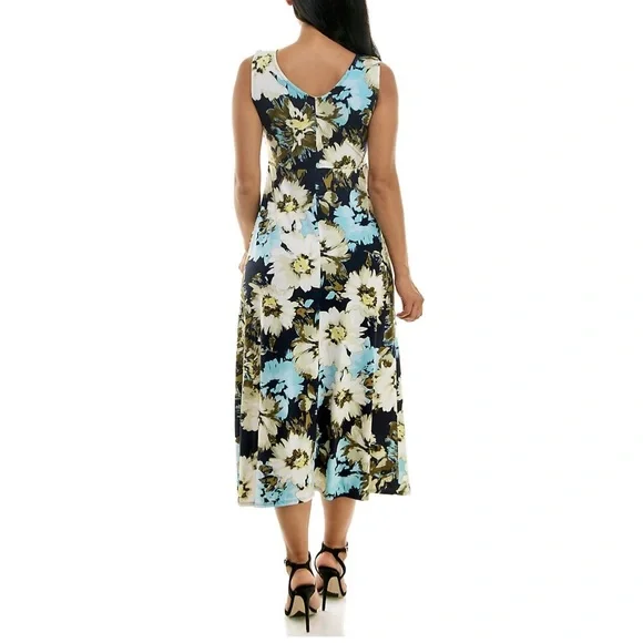 NWT Nina Leonard Tie Front Maxi Dress Size Medium - Picture 2 of 6